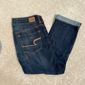 Dark Blue American eagle capris